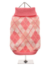 Pink Argyle Sweater - Knitted pink sweater with a baby pink and white diamond pattern. The  Argyle pattern has seen a resurgence in popularity in the last few years  due to its adoption by Stuart Stockdale in collections produced by  luxury clothing manufacturer, Pringle of Scotland. The rich Scottish  heritage will give...