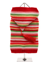 Rainbow Sweater with Hood - Liven up any dull days with this bright stripped knitted sweater. The  hood and tassel give it a modern trendy look and feel, while its  supersoft feel keeps your pup warm and comfortable. 