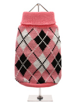 Pink & Black Argyle Sweater - Knitted pink sweater with a black and white diamond pattern. The Argyle  pattern has seen a resurgence in popularity in the last few years due to  its adoption by Stuart Stockdale in collections produced by luxury  clothing manufacturer, Pringle of Scotland. The rich Scottish heritage  will give you...
