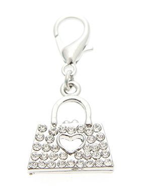 Handbag Dog Collar Charm (Clear Crystals)