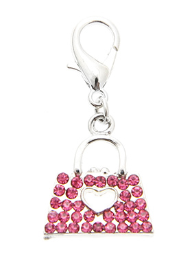 Handbag Dog Collar Charm (Pink Crystals)