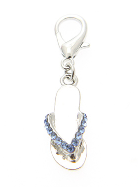Flip Flop Dog Collar Charm (Blue Crystals)