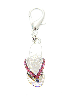 Flip Flop Dog Collar Charm (Pink Crystals)