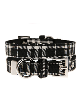 Black & White Tartan Fabric Collar