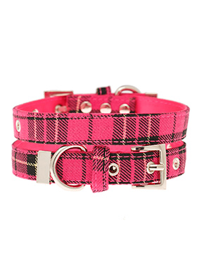 Fuschia Pink Tartan Fabric Collar