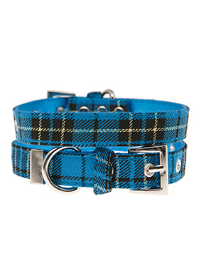 Blue Tartan Fabric Collar