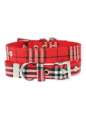 Red Checked Tartan Fabric Collar