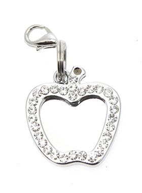 Apple Diamante Mirrored  Dog Collar Charm