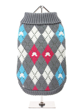 Grey & Pink Argyle Sweater