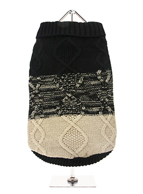 Donegal Black & Brown Ribbed Sweater