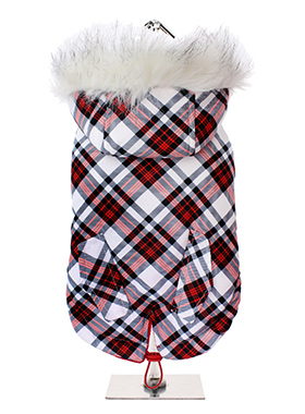 Red & White Plaid Tartan Fish Tail Parka