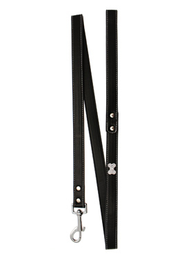 Black Leather Diamante Lead