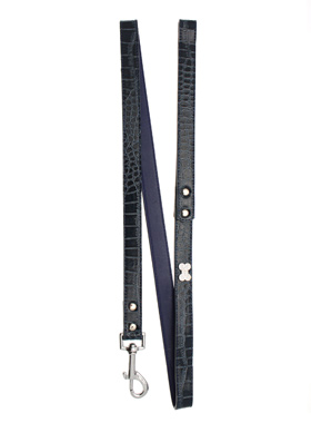 Blue Crocodile Leather Diamante Lead