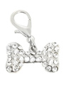 Bone Dog Collar Charm (Clear Crystals)