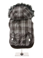 Brown Checked Parka with Detachable Hood