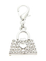 Handbag Dog Collar Charm (Clear Crystals)
