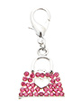 Handbag Dog Collar Charm (Pink Crystals)